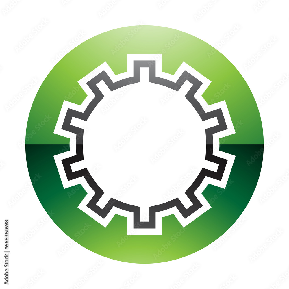 Green and Black Glossy Letter O Icon with Castle Wall Pattern Green and Black Glossy Letter O Icon with Castle Wall Pattern