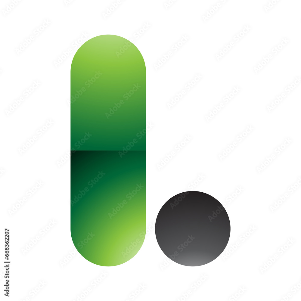 Green and Black Glossy Rounded Letter L Icon Green and Black Glossy Rounded Letter L Icon
