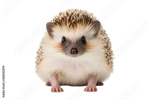 Front view of an adorable hedgehog with spikes or ticks (PNG Cutout) isolated on a transparent background, AI