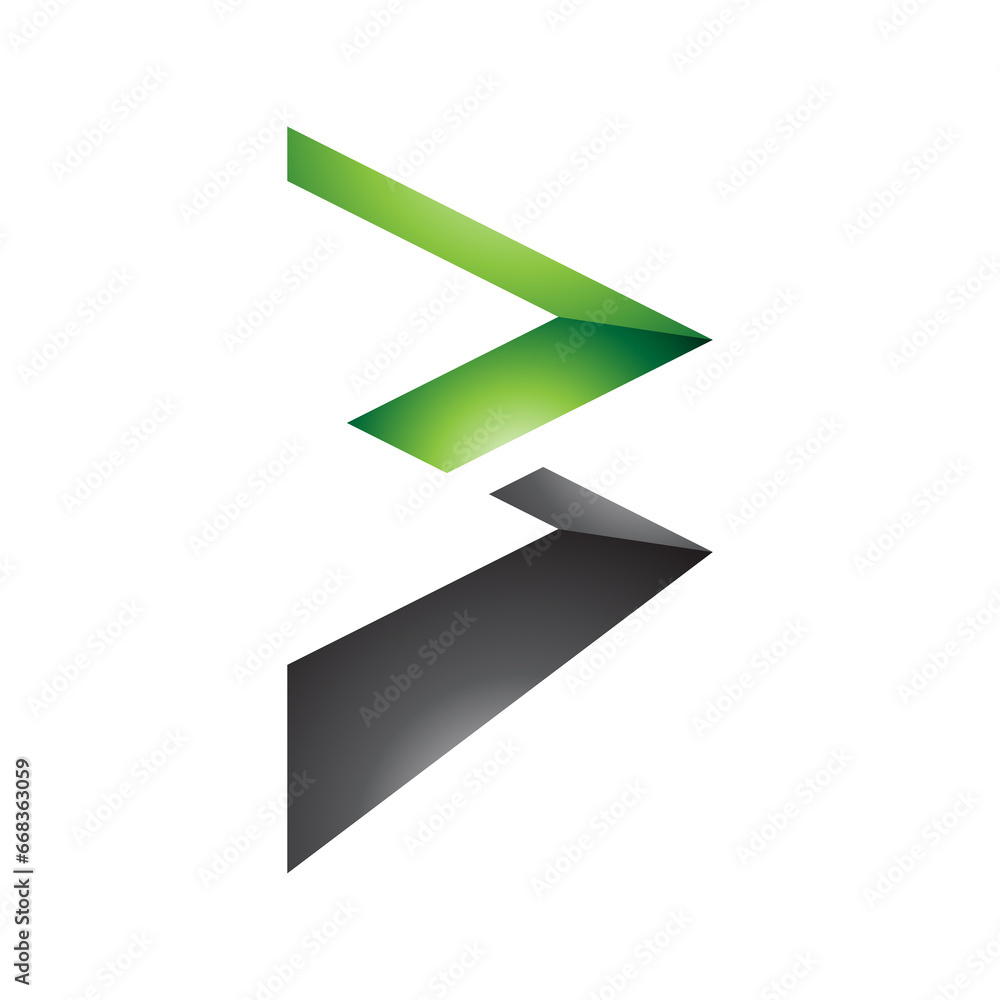 Green and Black Glossy Zigzag Shaped Letter B Icon Green and Black Glossy Zigzag Shaped Letter B Icon