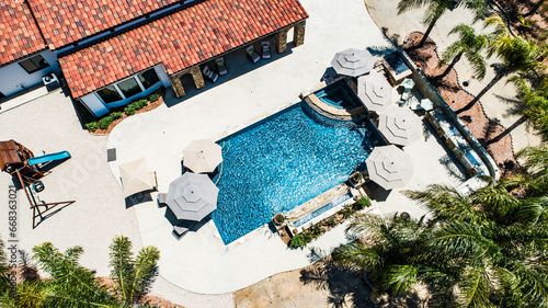 aerial of spanish house 