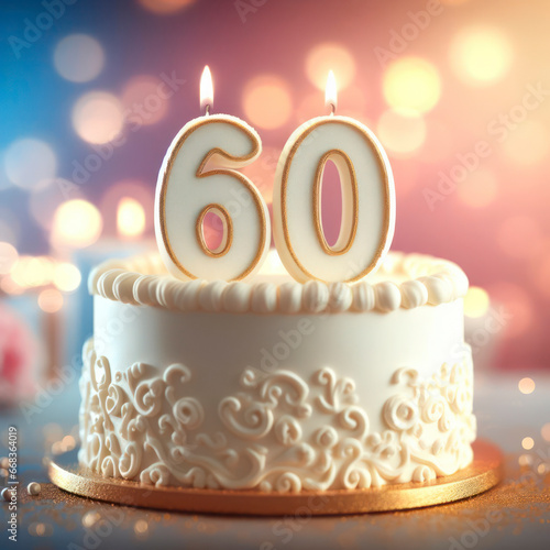 Birthday cake with number 60 on top. ai generative