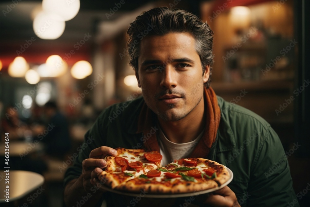 man eating pizza man eating pizza