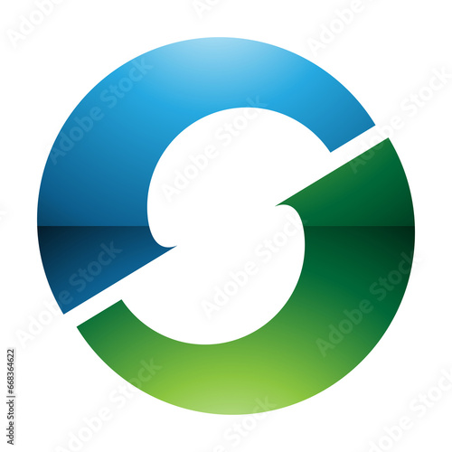 Free Download Green and Blue Glossy Letter O Icon with an S Shape in the Middle - GFXLoad