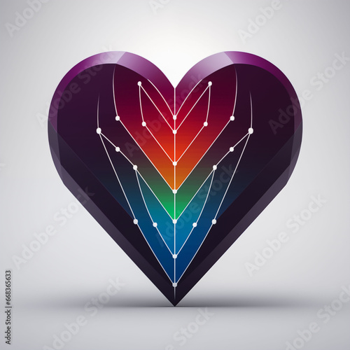 Illustration of Heart-shaped Love Emblem with Piercing Arrows photo