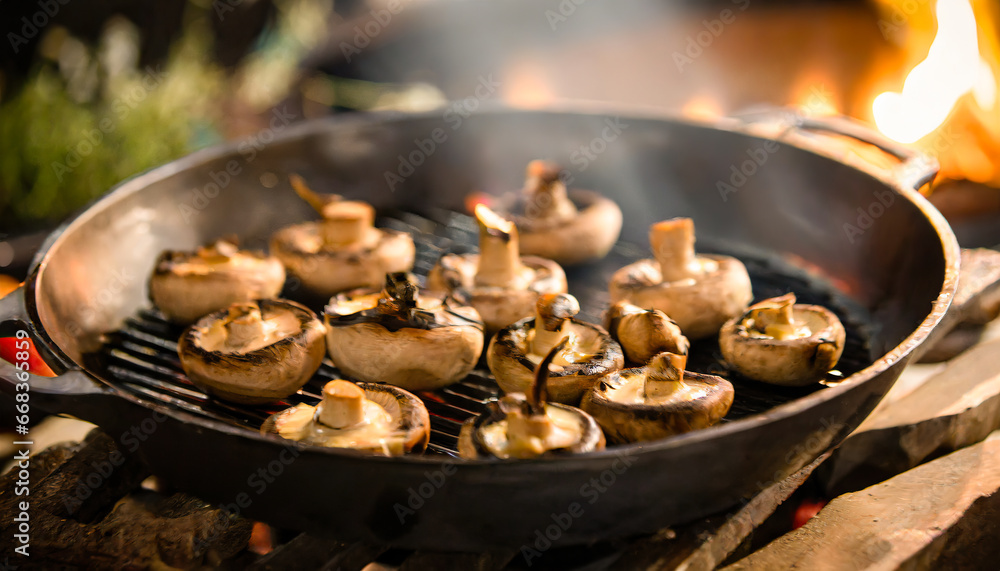 barbecue roasted mushrooms, grilled mushrooms