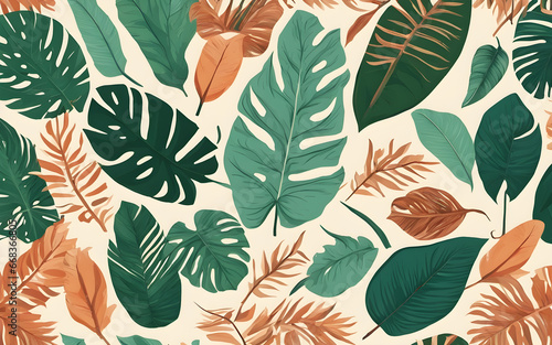 Modern Design Motif of Tropical Leaves