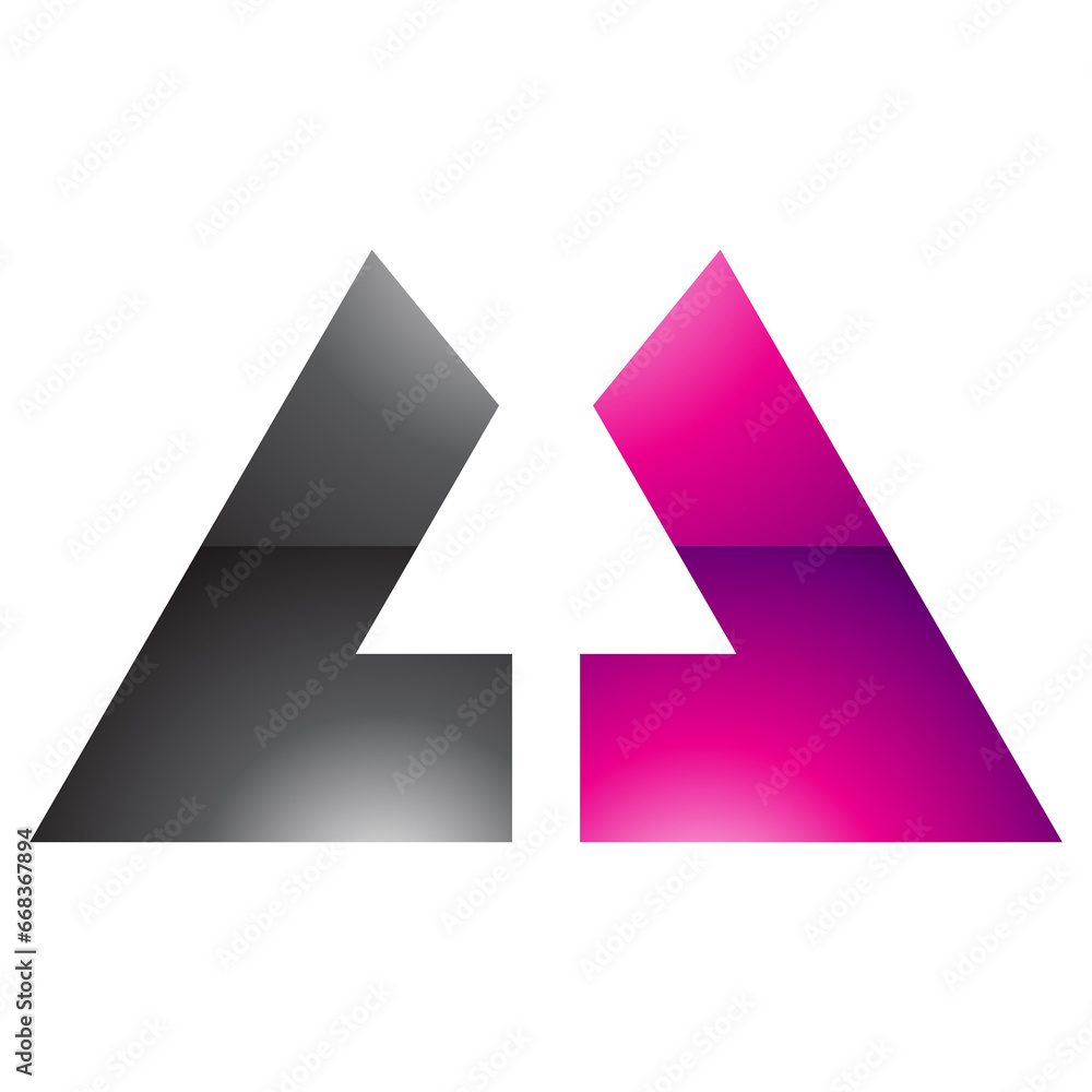 Magenta and Black Glossy Bold Letter U Icon with Straight Lines Magenta and Black Glossy Bold Letter U Icon with Straight Lines