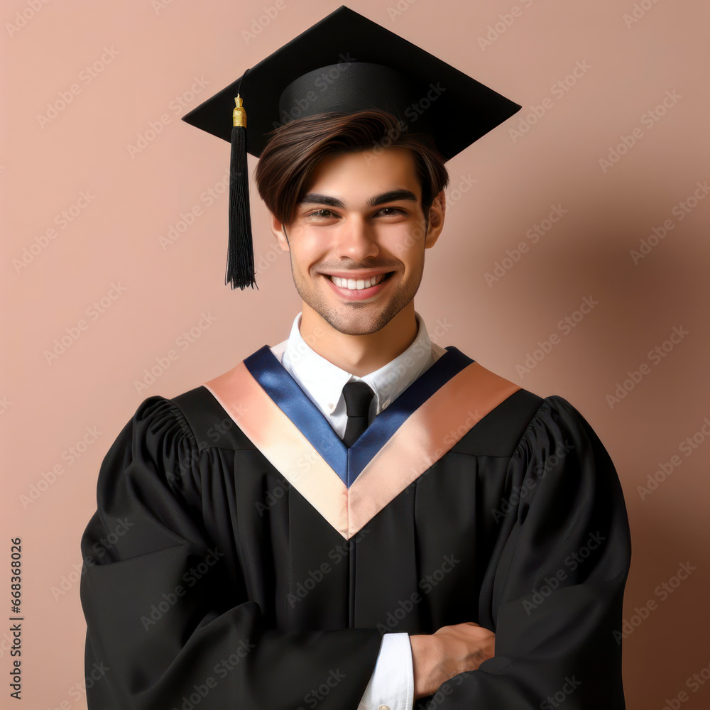 Young smiling student at graduation dressed. ai generative Young smiling student at graduation dressed. ai generative
