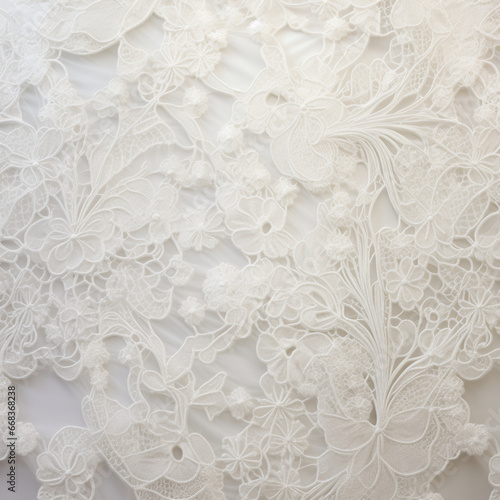 Fondo con detalle y textura de tejido de ganchillo con decoración floral y color blanco