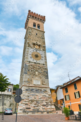 View of the city tower (Torre civica) in Lonato del Garda, in Brescia, Italy.