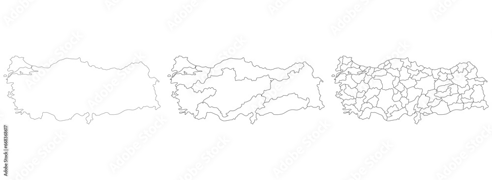 Map of Turkey. Turkish map in set 