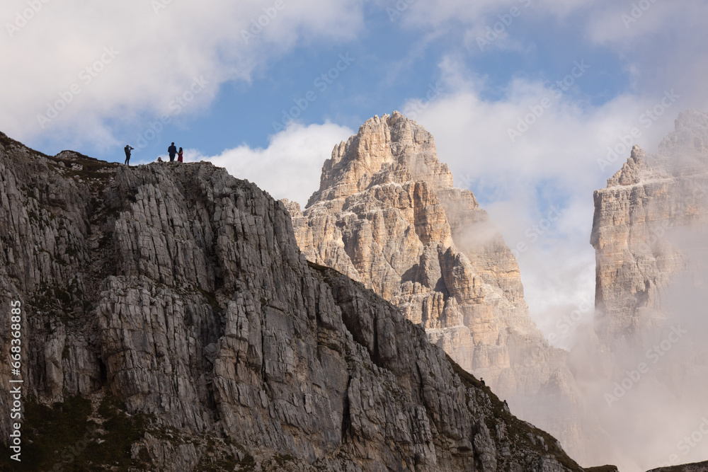 Fototapeta premium Dolomites' majestic cliff and mountains