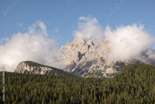 Majestic Dolomites mountains and woods