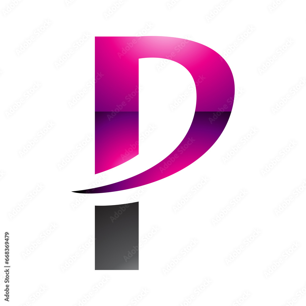 Magenta and Black Glossy Letter P Icon with a Pointy Tip Magenta and Black Glossy Letter P Icon with a Pointy Tip