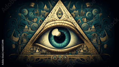 The All-Seeing Eye Shaping the World. A captivating photo showcasing the Masonic symbol of the Providence Eye photo