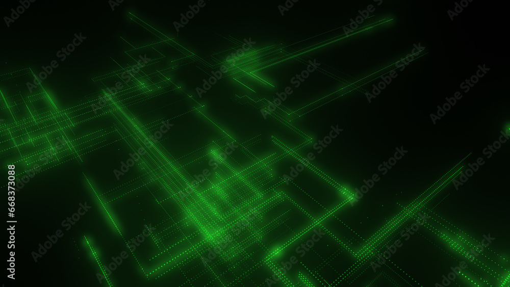 3D rendering of a digital neon mesh made of bright lines and dots 3D rendering of a digital neon mesh made of bright lines and dots