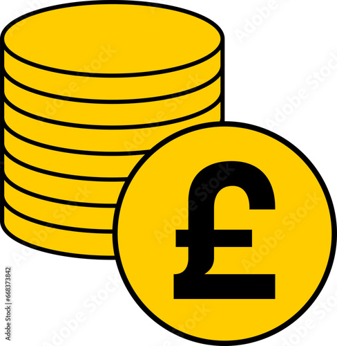 UK British Pound Sterling Currency Coin Money Round Circle Symbol Icon. Vector Image.