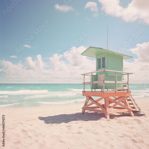 Impressionist Dream: Artistic Beach Travel Photograph in Soft Pastel Colors © HustlePlayground