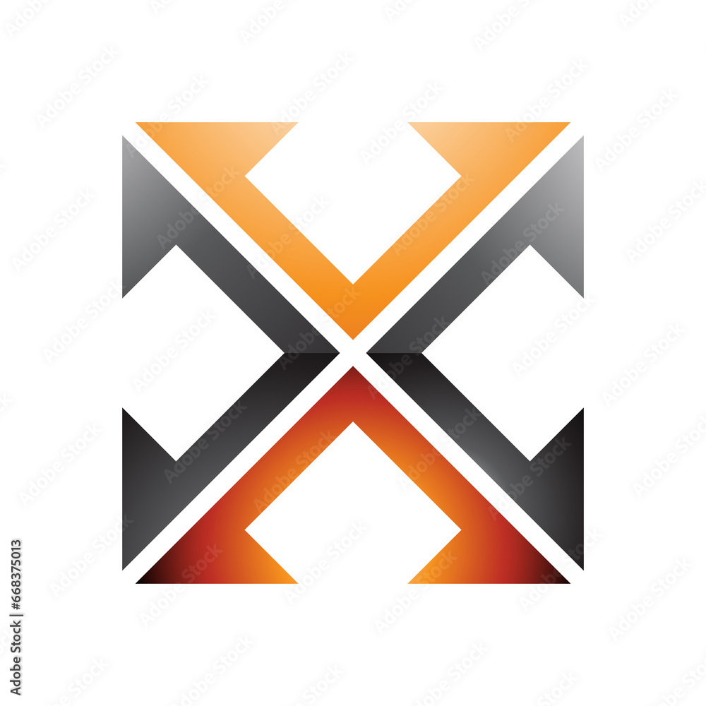 Orange and Black Glossy Arrow Square Shaped Letter X Icon Orange and Black Glossy Arrow Square Shaped Letter X Icon