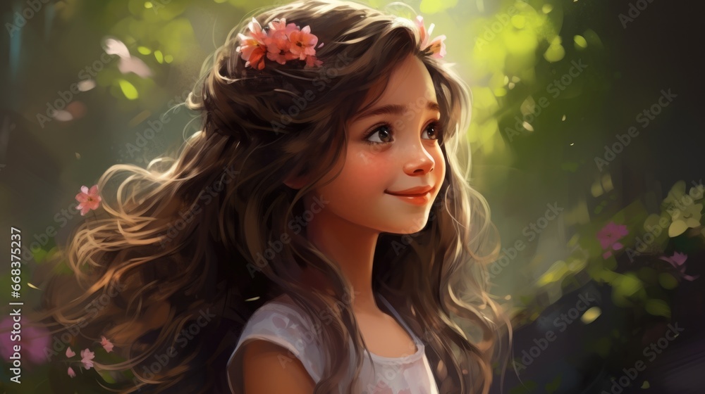 A little girl with a flower in her hair