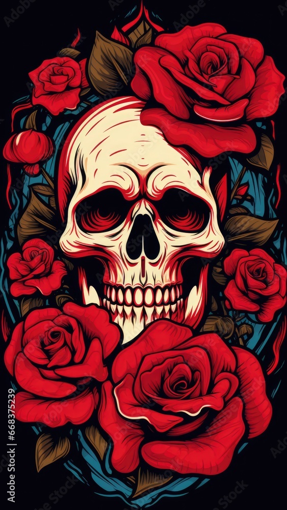 A skull and roses A skull and roses