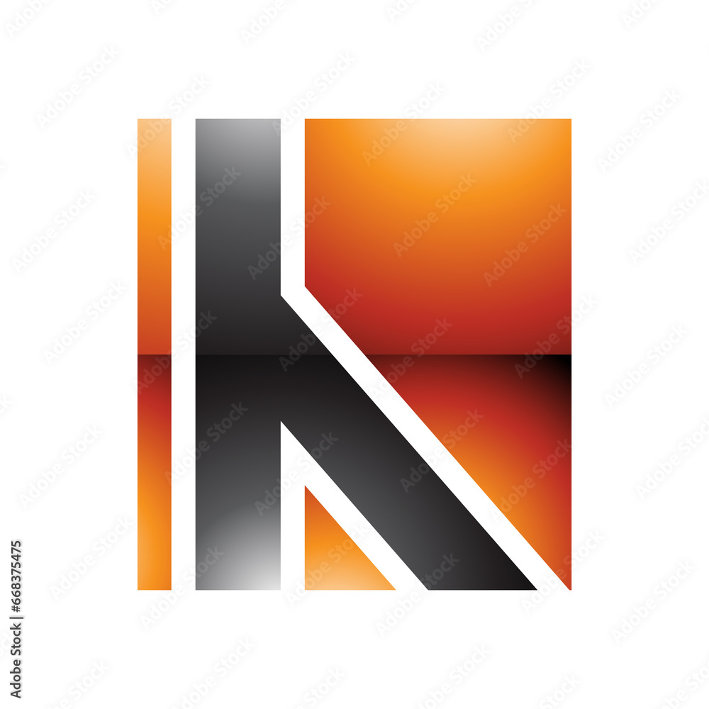 Orange and Black Glossy Letter H Icon with Straight Lines