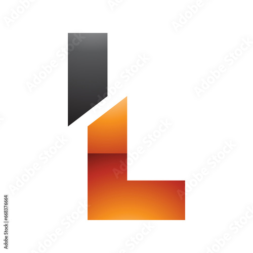 Free Download Orange and Black Glossy Split Shaped Letter L Icon - GFXLoad