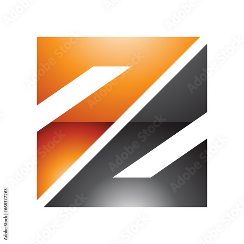 Free Download Orange and Black Glossy Triangular Square Shaped Letter Z Icon - GFXLoad