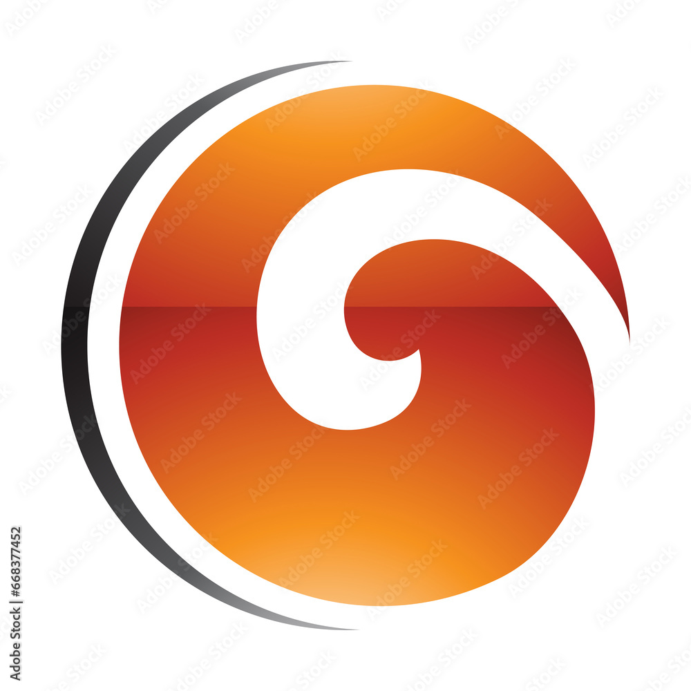 Orange and Black Glossy Whirl Shaped Letter O Icon Orange and Black Glossy Whirl Shaped Letter O Icon
