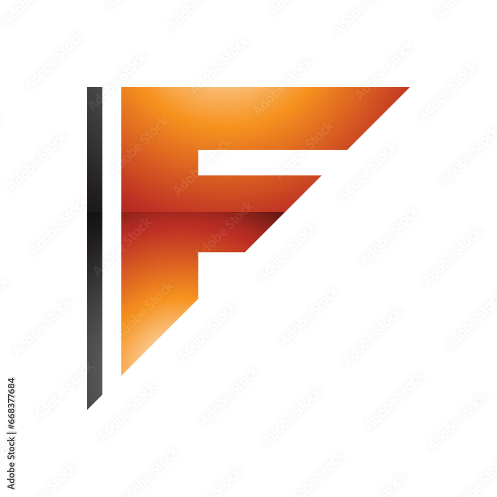 Orange and Black Triangular Glossy Letter F Icon Orange and Black Triangular Glossy Letter F Icon