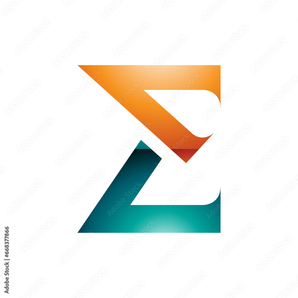 Orange and Persian Green Sharp Glossy Elegant Letter E Icon Orange and Persian Green Sharp Glossy Elegant Letter E Icon