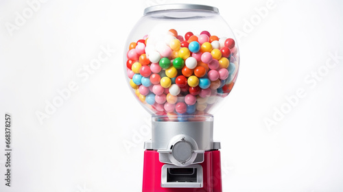 Carousel Gumball Machine. Glass gum ball dispenser. Coin Bank. Bubblegum machines. generative ai photo