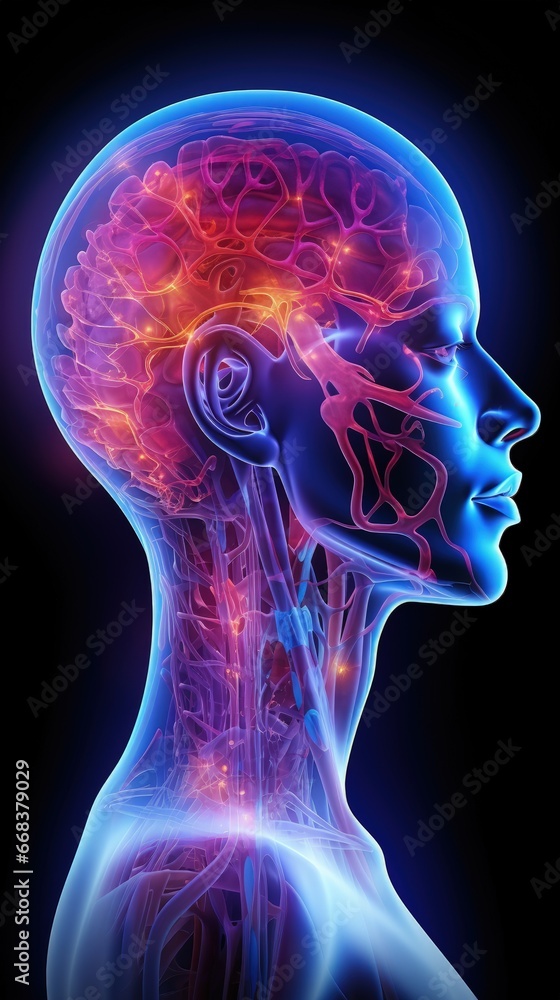 Human brain signal. Deep Learning Concept. Human head and brain. Different kind of waveforms produced by brain. neuron cells with glowing link knots. Human brain signal. Deep Learning Concept. Human head and brain. Different kind of waveforms produced by brain. neuron cells with glowing link knots.