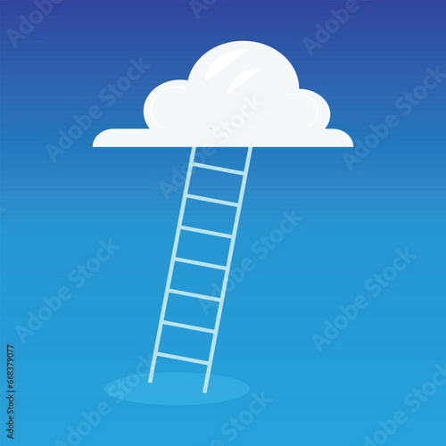 Illustration of a ladder climbing up to the clouds in a professional manner