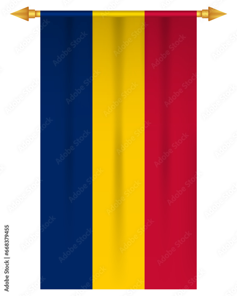 Obraz premium Chad flag vertical pennant isolated