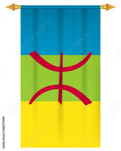 Berber amazigh flag vertical pennant isolated photo