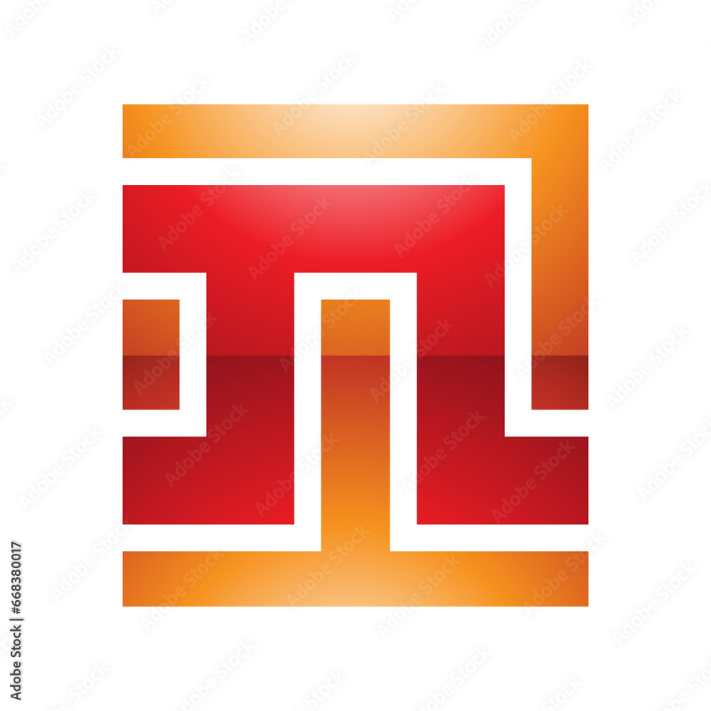 Orange and Red Glossy Square Shaped Letter N Icon Orange and Red Glossy Square Shaped Letter N Icon