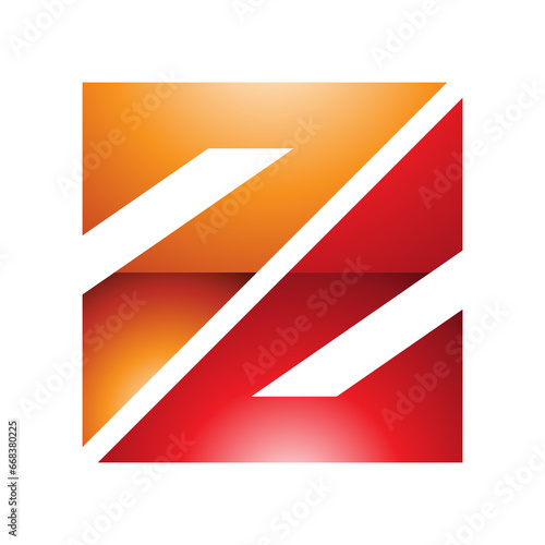 Orange and Red Glossy Triangular Square Shaped Letter Z Icon