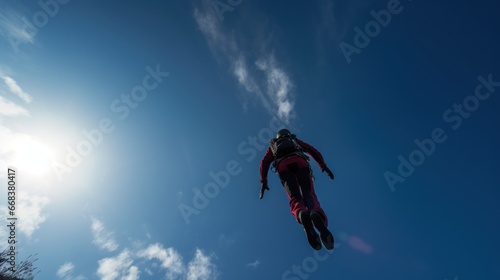 Base Jumping. Skydiving . Sport concept with a copy space.