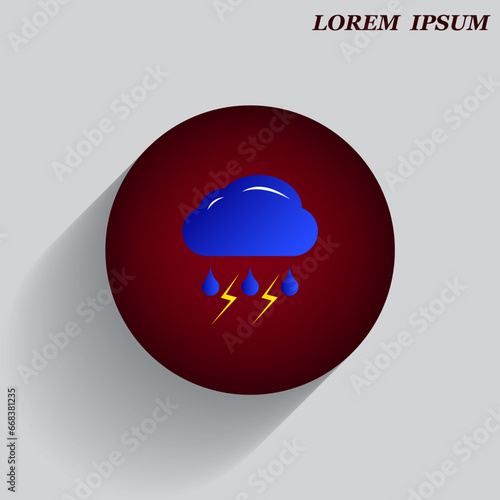 Beautiful weather icon - cloud, sun, snow, rain. Meteo icon, weather on a beautiful background with shadow.