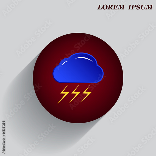 Beautiful weather icon - cloud, sun, snow, rain. Meteo icon, weather on a beautiful background with shadow.