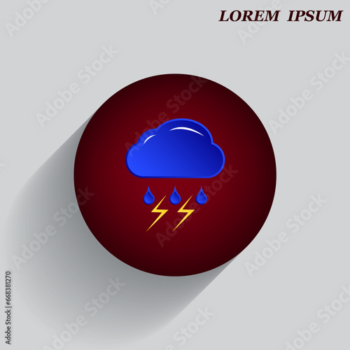 Beautiful weather icon - cloud, sun, snow, rain. Meteo icon, weather on a beautiful background with shadow.