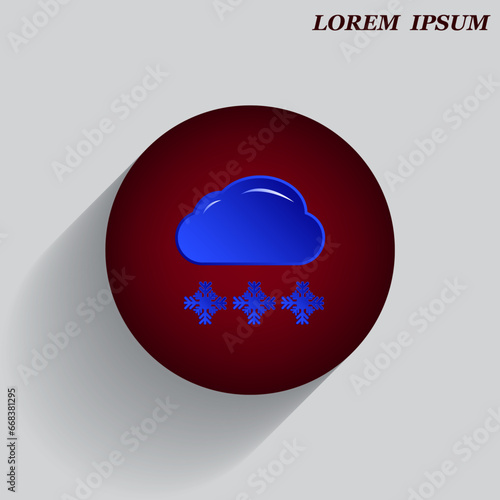 Beautiful weather icon - cloud, sun, snow, rain. Meteo icon, weather on a beautiful background with shadow.
