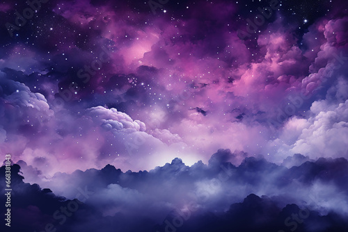 Purple and sage ombre space, low contrast, galaxy, background. AI generative
