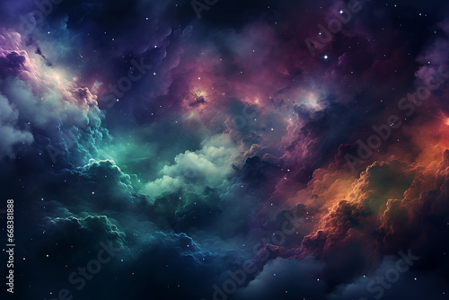 Purple and sage ombre space, low contrast, galaxy, background. AI generative