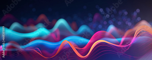 Digital abstract background. Can be used for technological processes, neural networks and AI, digital storages, sound and graphic forms, science, education, etc.