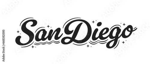 San Diego, San Diego Logo, San Diego Sign, California, Sunny San Diego, Vector Illustration, San Diego Vacation, Vector