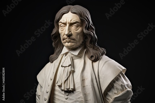 Rene Descartes portrait statue