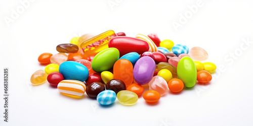 A vibrant pile of jelly beans. Perfect for adding a pop of color to your designs or creating a playful atmosphere.
